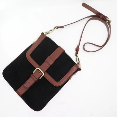 Bolso Bandolera Coldwater Creek Negro Pana Forrado Cartera Bolso de Hombro Foto 1 de 4