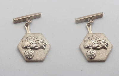 Fiamma dell'Arma dei Carabinieri : Gemelli in Argento 925 - Polsino - Camicia - Immagine 1 di 2