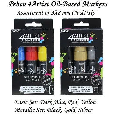 Pebeo 4Artist Oil Based Paint Markers, Assorted Set of 3X8 MM - Image 1 of 3
