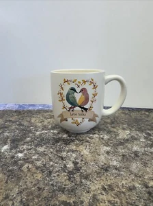 Hallmark Coffee Mug Cup Love Birds Teal Pink Art “Love Wins” - Picture 1 of 6