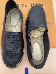 LOUIS VUITTON Leather Espadrilles Women Slides 7.5 US - Picture 1 of 7