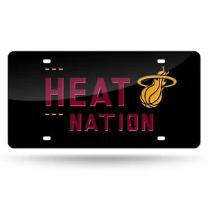 Miami Heat NBA Black Mirrored Laser Cut License Plate Tag - Picture 1 of 7