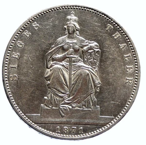 1871 GERMANY GERMAN STATES PRUSSIA WILHELM I Defeated France Silver Coin i96093 - Picture 1 of 3