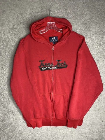 Texas Tech Red Raiders Hoodie Men's XL Red Full Zip Long Sleeve W/ Logo Cover