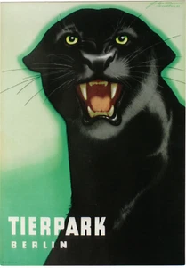 Original Vintage Poster BLACK PANTHER ZOO BERLIN TIERPARK 1963 - Bild 1 von 1