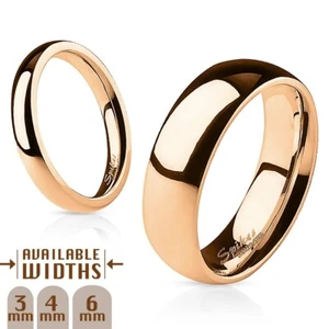 Anillo de boda liso chapado en oro rosa de acero inoxidable 3 mm 4 mm 6 mm tamaño 5-13 - Imagen 1 de 2