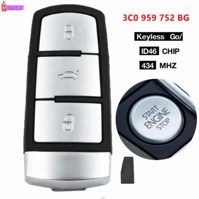 Keyless Remote Key Fob 434MHz ID46 for Volkswagen Passat B6 B7 CC 3C0 959 752 BG Foto 1 de 4