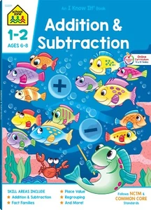 School Zone Addition & Subtraction Workbook Ages 6 to 8, 1st & 2nd Grade Math - Picture 1 of 6