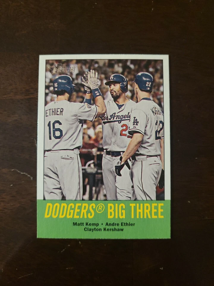 2012 Topps Heritage Clayton Kershaw/Matt Kemp/Andre Ethier #412 Dodgers - Image 1 of 1