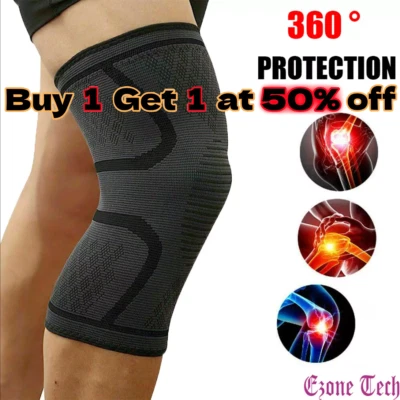 1/2 PCS Knee Brace Compression Sleeve Support Sport Joint Arthritis Pain Relief - Image 1 of 4