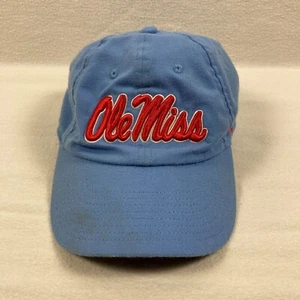 Ole Miss Rebels Hat Mens Blue Nike Heritage 86 Dri-Fit Strapback Spellout Cap - Picture 1 of 9