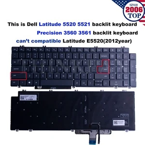 Nuevo teclado retroiluminado EE. UU. para Dell Latitude 5520 5521 Precision 3560 3561 N7N16 - Imagen 1 de 5