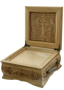 Reliquary Box Orthodox Christian Carved Wooden Handcarved 8.26" 1-5 capsules - Picture 1 of 1