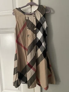 6-7 Years Girls Dress Nova Check Classic Kids Cotton Sleeveless Dress Beige Brit - Picture 1 of 5