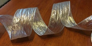 Französisches Drahtkantenband Silber Feiertage Weihnachten ~ Kranz ~ Geschenk ~ Schleife - Bild 1 von 2
