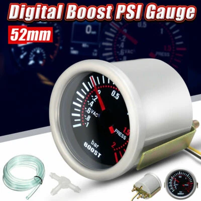 2'' 52mm Car Universal LED Digital Smoke Len 12V Turbo Boost Bar Gauge Meter - Image 1 of 4