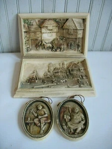 S/4 Elfenbein Ton Ware Plaketten Gasthaushüter Tom Sawyer Waterfront Journey Kreidegeschirr - Bild 1 von 10