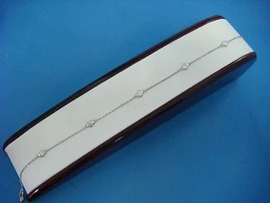 5 STATIONS 0.65 CT "DIAMONDS BY THE YARD" 14K WHITE GOLD ANKLET 10 INCHES LONG - Picture 1 of 7