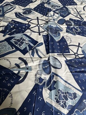 2 Yds Vintage Cranston Travel Compass Maritime Fabric - Image 1 of 4