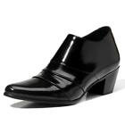 Mens Loafers Slip On Cuban Heels leather Wedding Bussiness British Style Shoes 