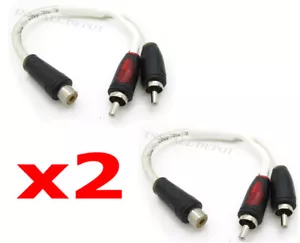 2 PCS - PREMIUM WHITE RCA Y-ADAPTERS 1 FEMALE TO 2 MALE CAR MARINE AMP SPLITTER - Picture 1 of 2