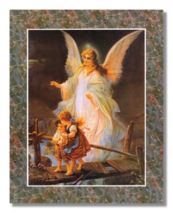 Schutzengel Kinder auf Brücke mit Rand #2 Wandbild Kunstdruck 16x20" - Bild 1 von 1