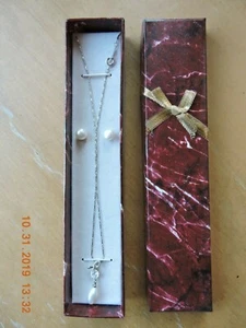 Echte 7-9 mm Süßwasserperlen Träne 18K GP Halskette + Ohrring Set 16" weiß A - Bild 1 von 8