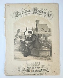 SHEET MUSIC- BELLE MAHONE- 1867 – LITHOGRAPH COVER ART - Picture 1 of 1