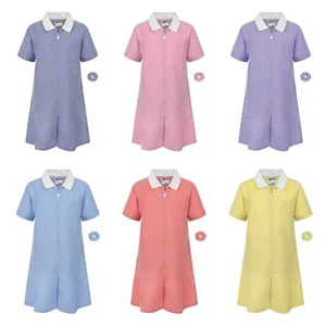 GINGHAM DRESS ZECO SCHOOL UNIFORM SUMMER CHECK - PINK SKY RED YELLOW NAVY GREEN - Picture 1 of 24