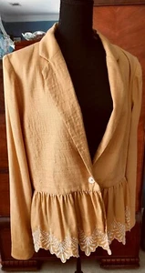 Anthropologie Cartonnier JOLIE PEPLUM JACKET blazer gold yellow size 16 READ - Picture 1 of 14
