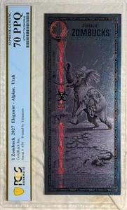 USPC 1 ZOMBUCK 2027 ELEGAUNT 1/1000TH OZ PURE SILVER PCGS 70 PPQ SUPREME GEM  - Picture 1 of 5