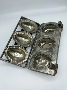 Antique Vintage Commercial Metal Chocolate Easter 3 Egg Candy Mold 2D - Picture 1 of 12