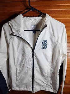 Seattle Mariners White Zip Up Windbreaker G-III By Carl Banks Size Womens Small - Picture 1 of 7