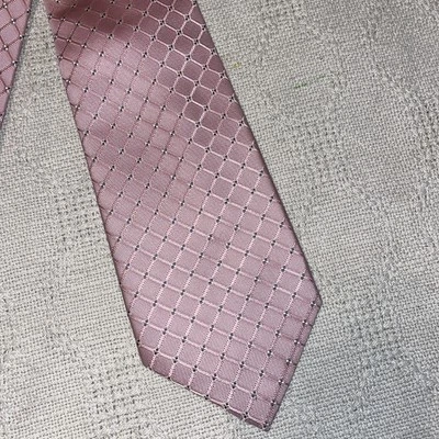 Vestido Tasso Elba gravata masculina tamanho 59” 3,5” rosa seda jacquard formal empresarial - Imagem 1 de 4