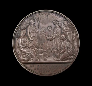 INDIA 1883-84 CALCUTTA INTERNATIONAL EXHIBITION 76mm MEDAL - BY WYON - Picture 1 of 2