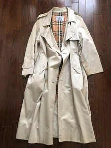 -Burberry-  Trench Coat Beige Check Pattern Size L For Women From Japan  Vintage - Picture 1 of 7