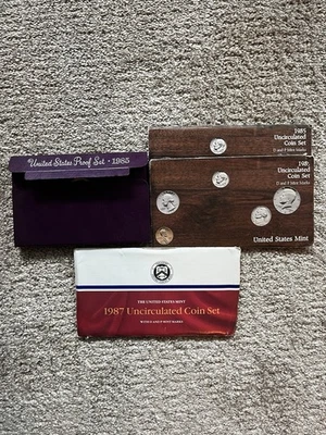 1985 + 1987 D And P Uncirculated Coin Sets + 1985 US Proof Set - Image 1 of 4