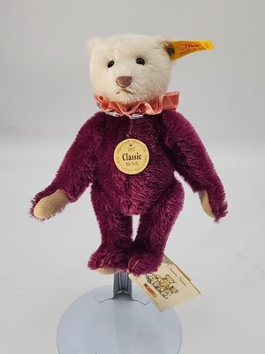 Steiff 1913 经典酒吧多莉泰迪熊 006401 紫色马海毛 8.5 英寸带标签 — 第 1/4 张图片