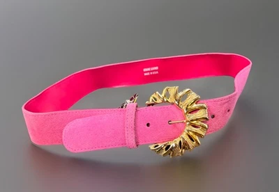 Harmal Industries Gamuza Genuina Tono Oro Rosa Hebilla Ancha De Colección Años 80 NUEVO NOS Foto 1 de 4