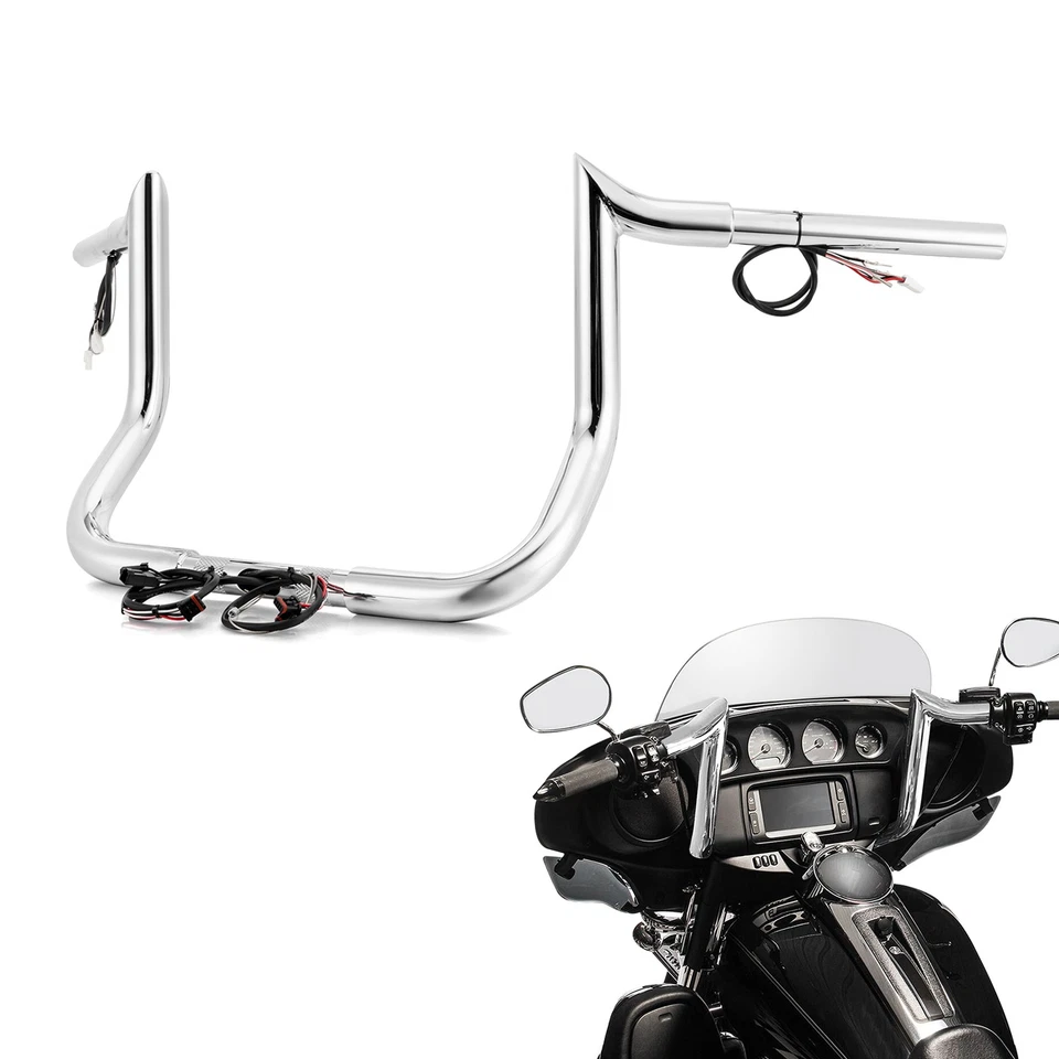 Barra excavadora precableada cromada Mofun de 10" afilada para Harley Electra Glide Foto 1 de 4