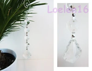 Guirnalda de boda adorno hoja transparente joya colgante de cristal 6 piezas 7" - Imagen 1 de 1