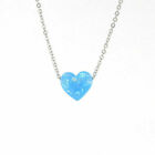 Fashion 10Mm Necklace Plated Gemstone Jewelry Heart Pendant Love Silver 925 Opal