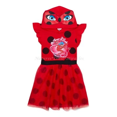 Miraculous Ladybug Girl Dress Halloween Costume Hoodie Cat Noir Disney Size 4-16 - Image 1 of 3