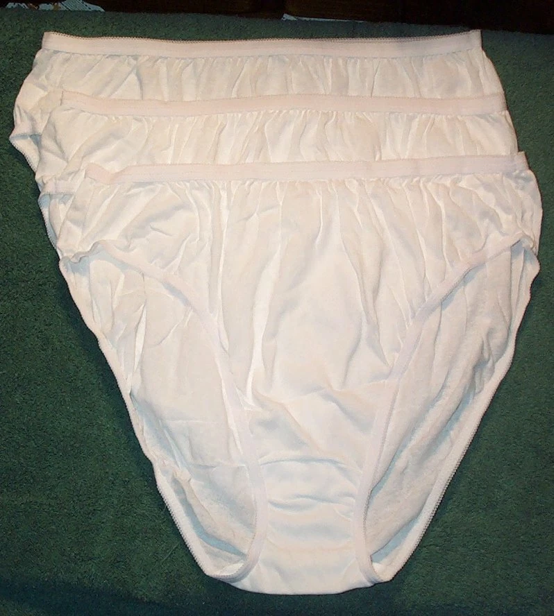 3 Pares BRAGAS DE BIKINI BLANCAS TALLA 12 100% ALGODÓN EE. UU. Hechas para grandes y voluptuosas Foto 1 de 1