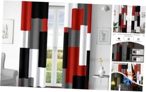 Red Black 100% Blackout Curtains for Bedroom 72 inch Length 2 Panels Set White - Picture 1 of 8