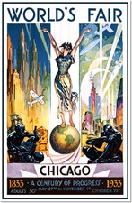 Chicago World's Fair Chicago 1933 Art Deco Vintage Poster Reproduction