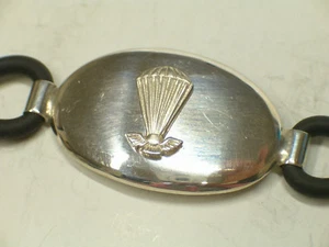 Para: Bracelet Silver 925 And Rubber - Bracelet Patent Paras Company Military - Picture 1 of 7