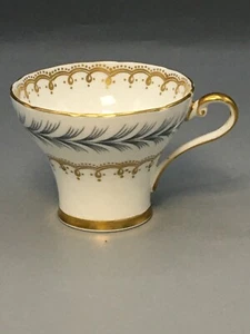 AYNSLEY BONE CHINA TEA CUP MADE IN ENGLAND white, gold and grey - Picture 1 of 3