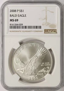 2008-P $1 Bald Eagle Commemorative Silver Dollar NGC MS69 - Picture 1 of 2