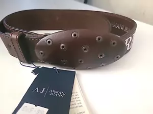 Armani Jeans Uomo Fibbia Cintura Pelle Marrone Taglia 82/97 Nuova - Foto 1 di 11